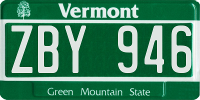 VT license plate ZBY946