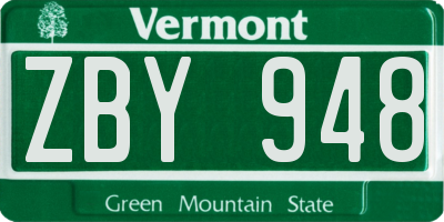 VT license plate ZBY948