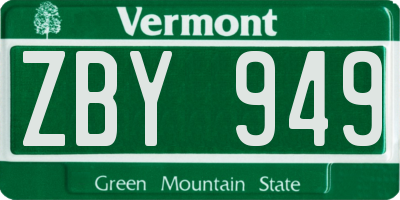 VT license plate ZBY949