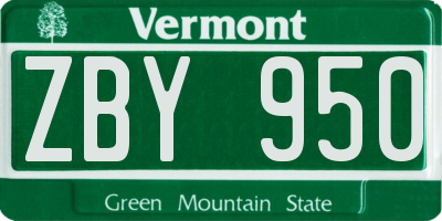 VT license plate ZBY950