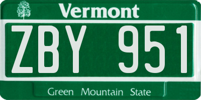 VT license plate ZBY951