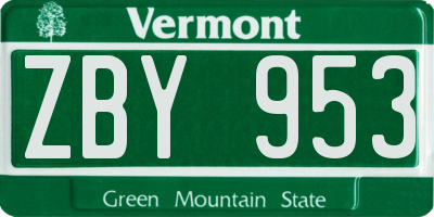 VT license plate ZBY953