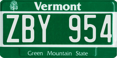 VT license plate ZBY954