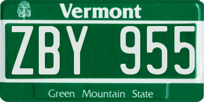 VT license plate ZBY955