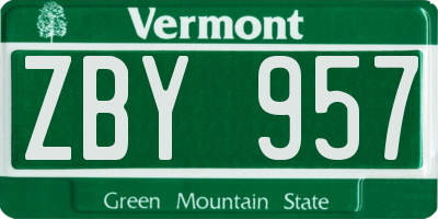 VT license plate ZBY957