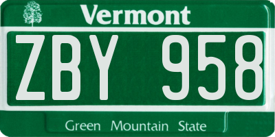 VT license plate ZBY958