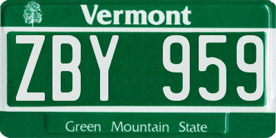VT license plate ZBY959