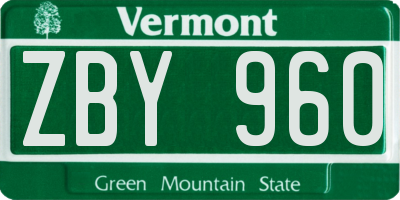 VT license plate ZBY960