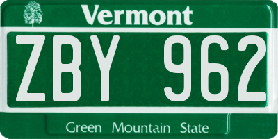 VT license plate ZBY962