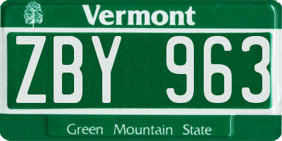 VT license plate ZBY963