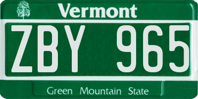 VT license plate ZBY965
