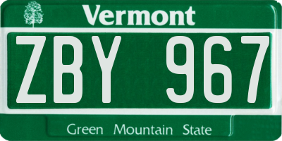 VT license plate ZBY967