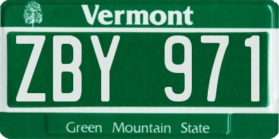 VT license plate ZBY971