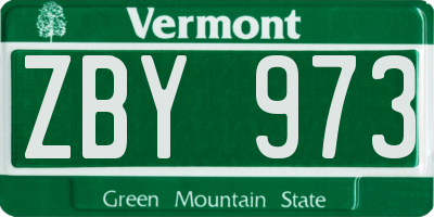 VT license plate ZBY973