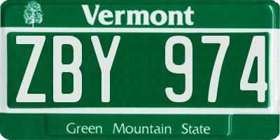 VT license plate ZBY974