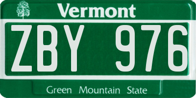 VT license plate ZBY976
