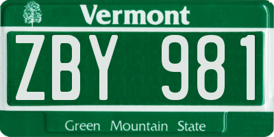 VT license plate ZBY981