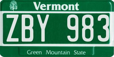 VT license plate ZBY983