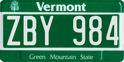 VT license plate ZBY984