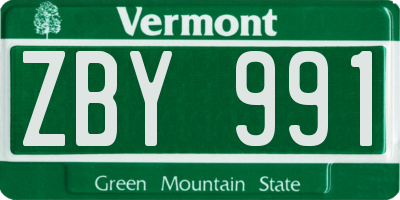 VT license plate ZBY991