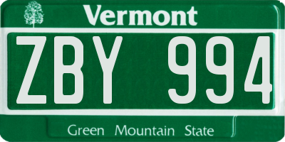 VT license plate ZBY994