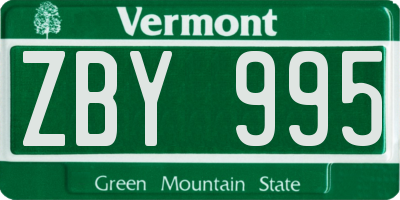 VT license plate ZBY995