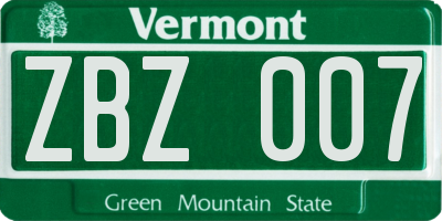 VT license plate ZBZ007
