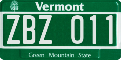 VT license plate ZBZ011