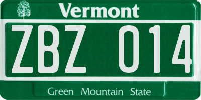VT license plate ZBZ014