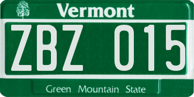 VT license plate ZBZ015