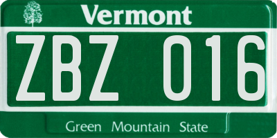 VT license plate ZBZ016