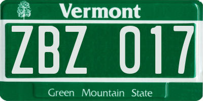VT license plate ZBZ017