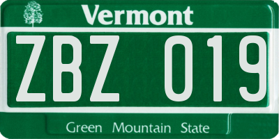 VT license plate ZBZ019
