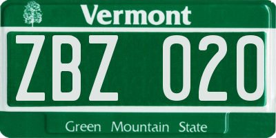 VT license plate ZBZ020