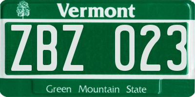 VT license plate ZBZ023