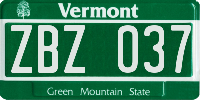 VT license plate ZBZ037
