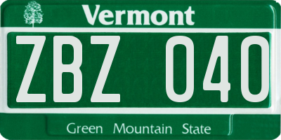 VT license plate ZBZ040