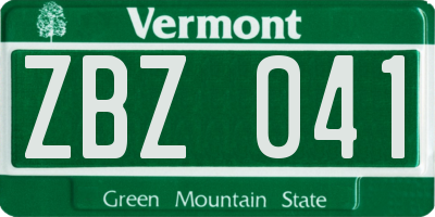 VT license plate ZBZ041