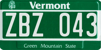 VT license plate ZBZ043