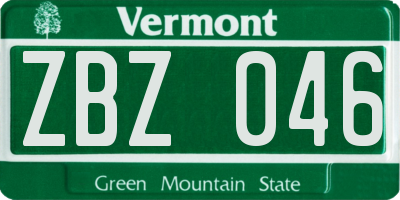 VT license plate ZBZ046
