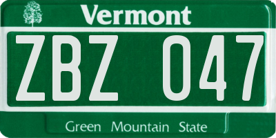 VT license plate ZBZ047
