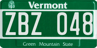 VT license plate ZBZ048