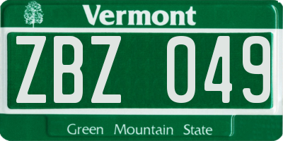 VT license plate ZBZ049