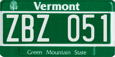 VT license plate ZBZ051