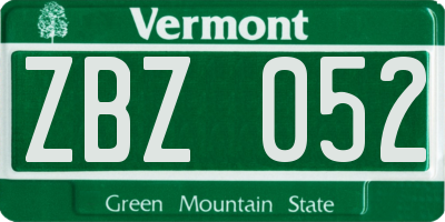 VT license plate ZBZ052