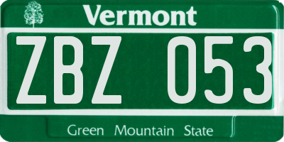 VT license plate ZBZ053