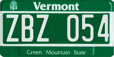 VT license plate ZBZ054