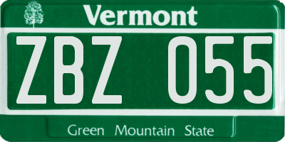 VT license plate ZBZ055