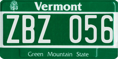 VT license plate ZBZ056