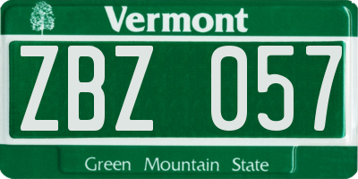 VT license plate ZBZ057